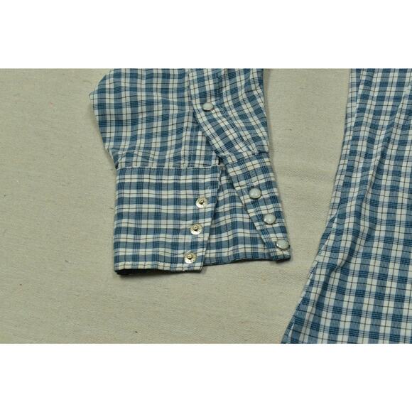 Vintage HOLT Blue Plaid Western Snap Button Down Shirt Mens Size L Long Sleeve - Picture 5 of 8